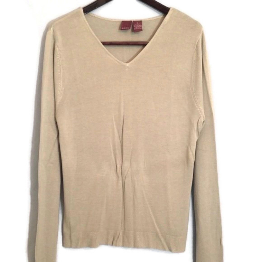 Merona Womens Sage Green Long Sleeve Lightweight V-Neck Sweater XL